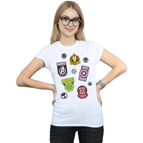 textil Mujer Camisetas manga larga Marvel Avengers Hero Badges Blanco