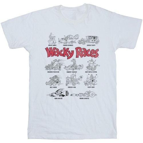 textil Hombre Camisetas manga larga Wacky Races Car Lineup Blanco