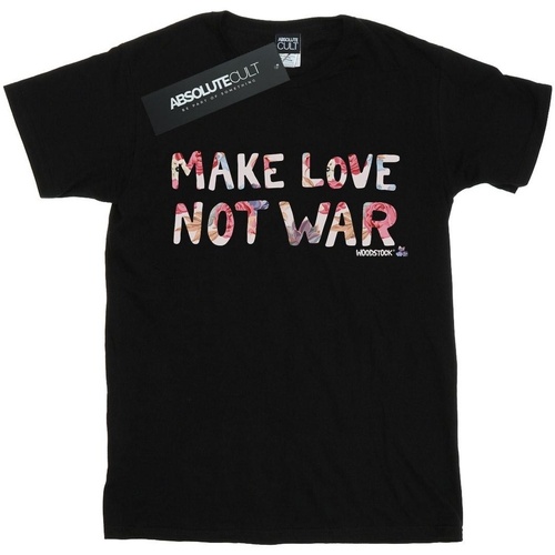 textil Niña Camisetas manga larga Woodstock Make Love Not War Floral Negro