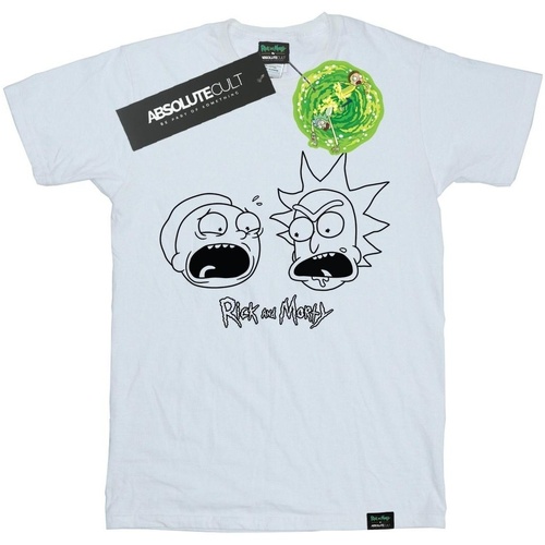 textil Mujer Camisetas manga larga Rick And Morty Heads Mono Blanco