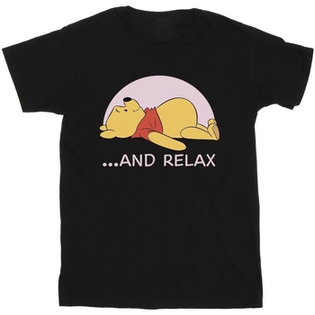 textil Hombre Camisetas manga larga Disney Winnie The Pooh Relax Negro