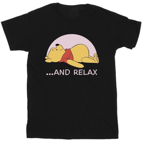 textil Hombre Camisetas manga larga Disney Winnie The Pooh Relax Negro