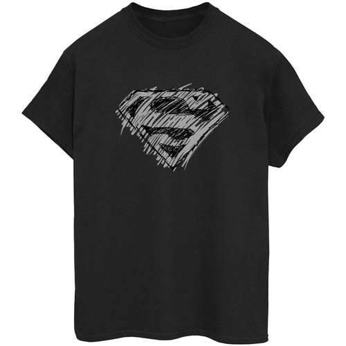 textil Mujer Camisetas manga larga Dc Comics Superman Logo Sketch Negro