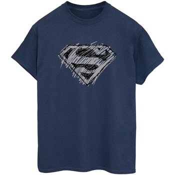 textil Mujer Camisetas manga larga Dc Comics Superman Logo Sketch Azul