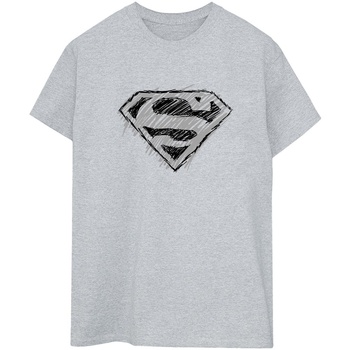 textil Mujer Camisetas manga larga Dc Comics Superman Logo Sketch Gris