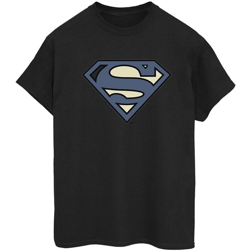 textil Mujer Camisetas manga larga Dc Comics Superman Indigo Blue Logo Negro