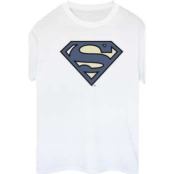 textil Mujer Camisetas manga larga Dc Comics Superman Indigo Blue Logo Blanco