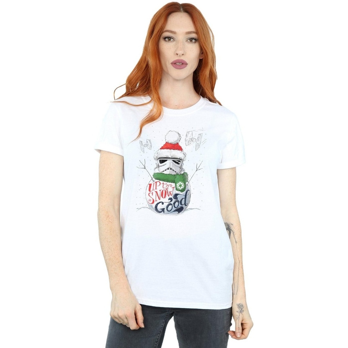 textil Mujer Camisetas manga larga Disney Stormtrooper Up To Snow Good Blanco