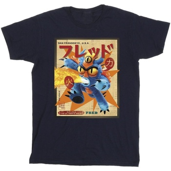 textil Hombre Camisetas manga larga Disney Big Hero 6 Baymax Fred Newspaper Azul