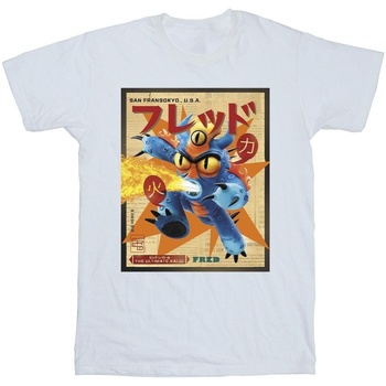 textil Hombre Camisetas manga larga Disney Big Hero 6 Baymax Fred Newspaper Blanco