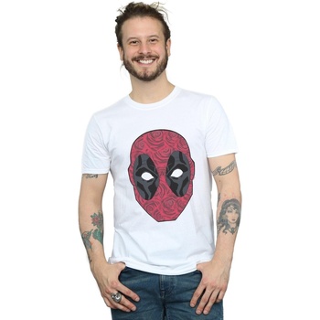 textil Hombre Camisetas manga larga Marvel Deadpool Head Of Roses Blanco