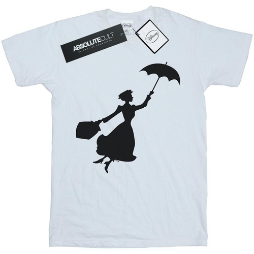 textil Mujer Camisetas manga larga Disney Mary Poppins Flying Silhouette Blanco