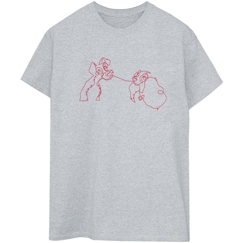 textil Mujer Camisetas manga larga Disney Lady And The Tramp Spaghetti Outline Gris