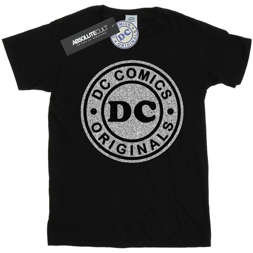 textil Mujer Camisetas manga larga Dc Comics DC Originals Crackle Logo Negro
