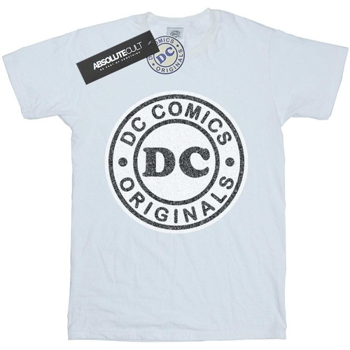 textil Mujer Camisetas manga larga Dc Comics DC Originals Crackle Logo Blanco