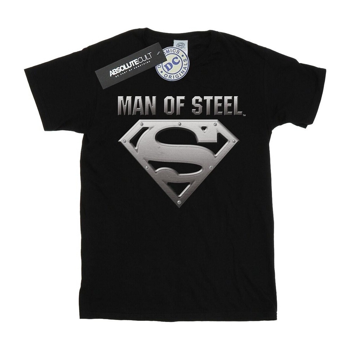 textil Mujer Camisetas manga larga Dc Comics Superman Man Of Steel Shield Negro