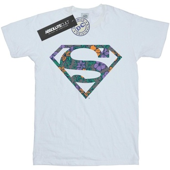 textil Mujer Camisetas manga larga Dc Comics Superman Floral Logo 1 Blanco