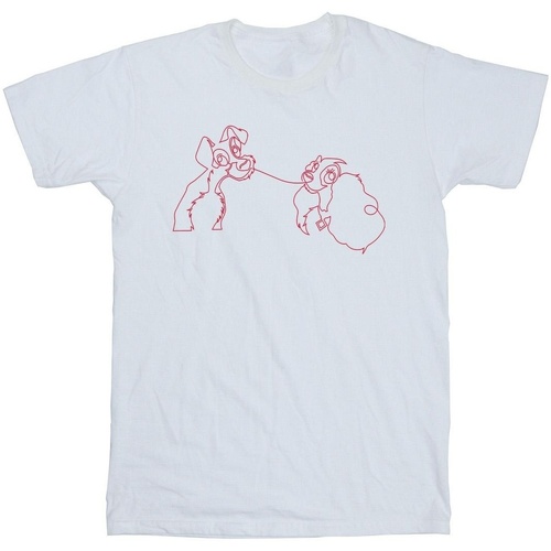 textil Niño Tops y Camisetas Disney Lady And The Tramp Spaghetti Outline Blanco