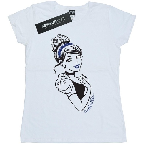 textil Mujer Camisetas manga larga Disney Cinderella Glitter Blanco