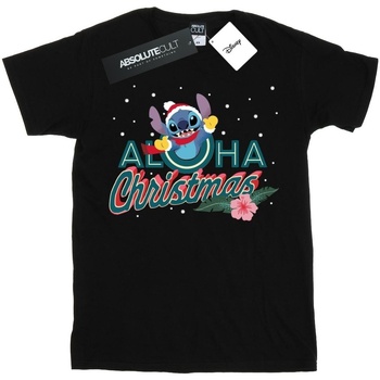 textil Hombre Camisetas manga larga Disney Lilo And Stitch Aloha Christmas Negro