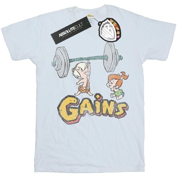 textil Mujer Camisetas manga larga The Flintstones Bam Bam Gains Distressed Blanco