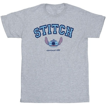 textil Hombre Camisetas manga larga Disney Lilo And Stitch Collegial Gris