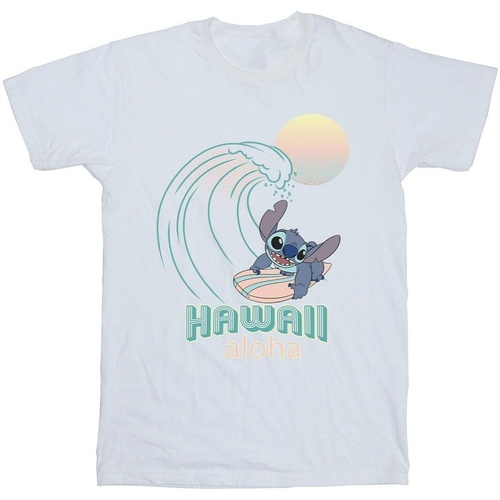 textil Hombre Camisetas manga larga Disney Lilo And Stitch Hawaii Blanco
