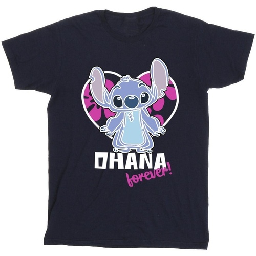 textil Hombre Camisetas manga larga Disney Lilo And Stitch Ohana Forever Heart Azul
