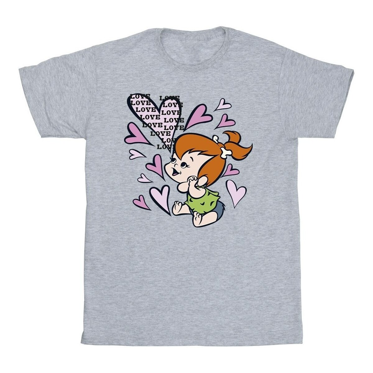 textil Niño Camisetas manga corta The Flintstones Pebbles Love Love Love Gris