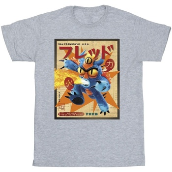 textil Niña Camisetas manga larga Disney Big Hero 6 Baymax Fred Newspaper Gris
