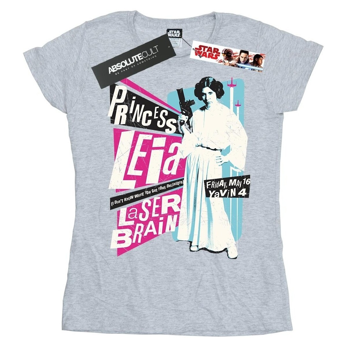 textil Mujer Camisetas manga larga Disney Princess Leia Rock Poster Gris