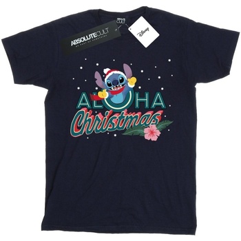 textil Niña Camisetas manga larga Disney Lilo And Stitch Aloha Christmas Azul