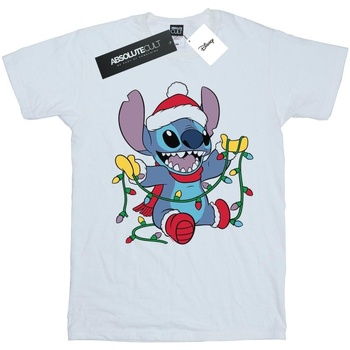 textil Niña Camisetas manga larga Disney Lilo And Stitch Christmas Lights Blanco