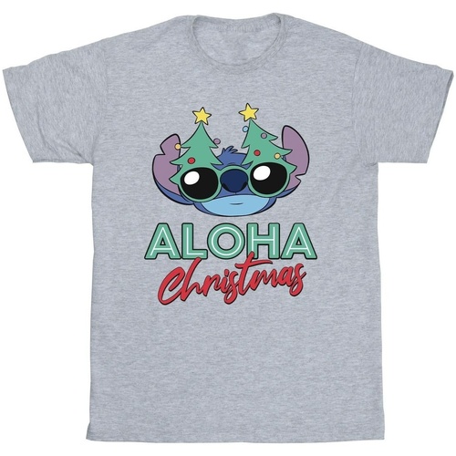 textil Niña Camisetas manga larga Disney Lilo And Stitch Christmas Tree Shades Gris