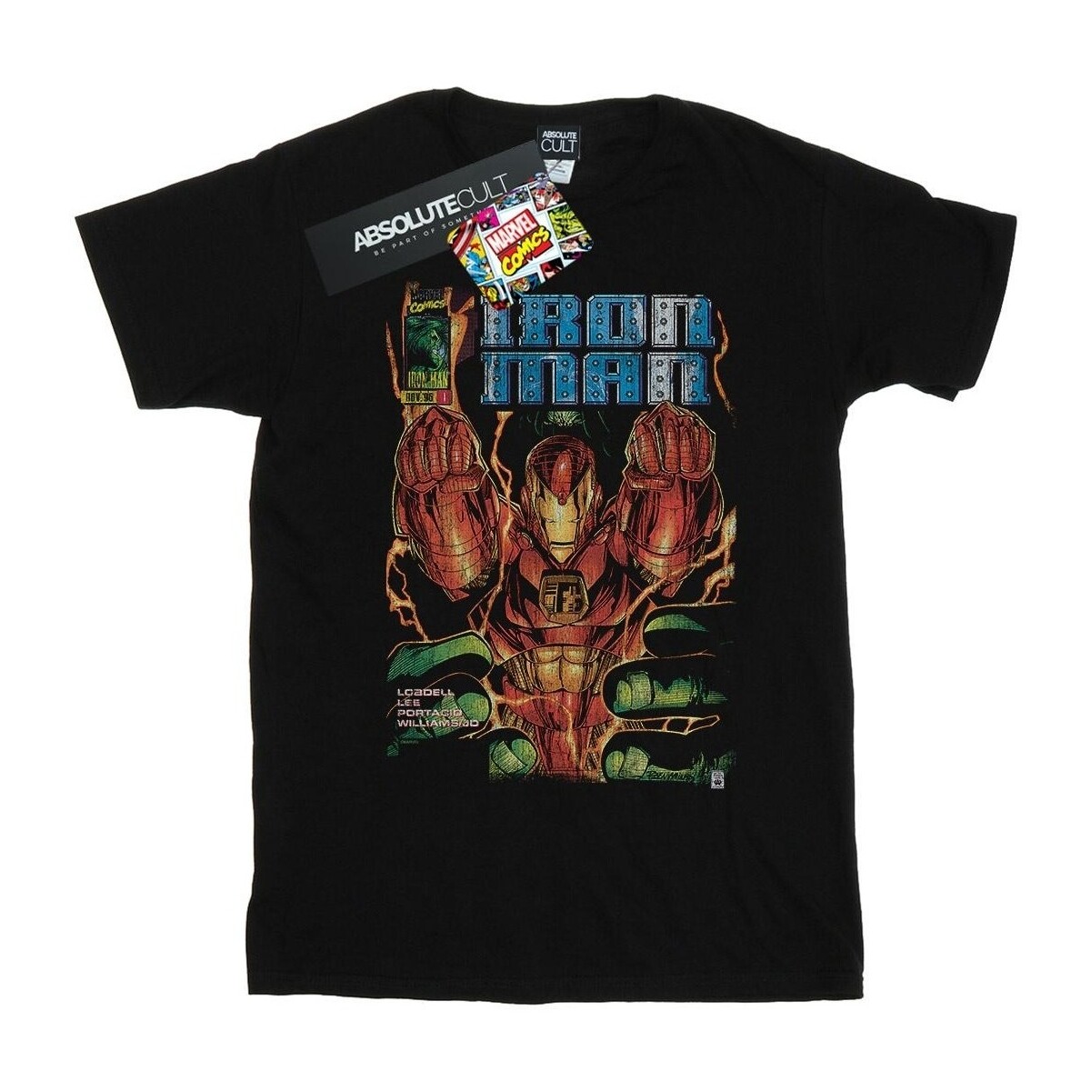 textil Hombre Camisetas manga larga Marvel Iron Man Comic Book Cover Negro