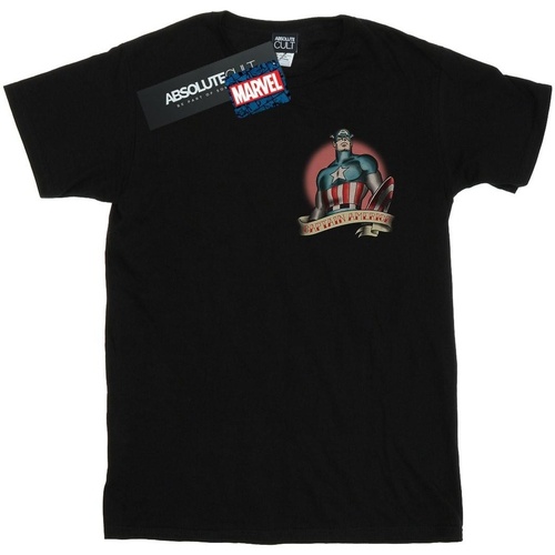 textil Niña Camisetas manga larga Marvel Captain America Tattoo Breast Print Negro