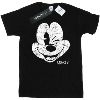 textil Hombre Camisetas manga larga Disney Mickey Mouse Distressed Face Negro