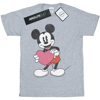 textil Hombre Camisetas manga larga Disney Mickey Mouse Valentine Heart Gris