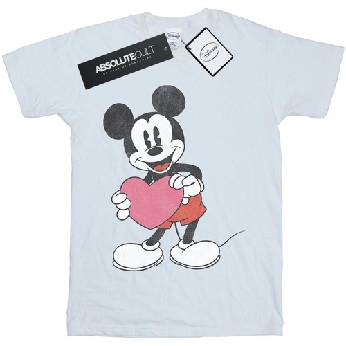 textil Hombre Camisetas manga larga Disney Mickey Mouse Valentine Heart Blanco