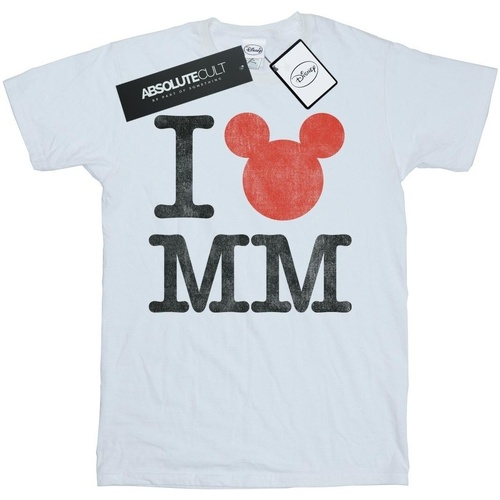 textil Hombre Camisetas manga larga Disney I Love Mickey Mouse Blanco