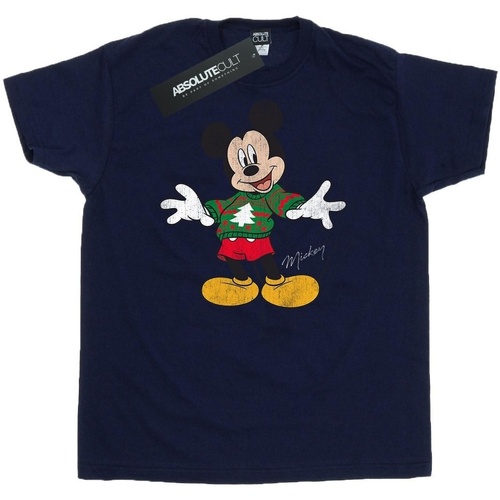 textil Hombre Camisetas manga larga Disney Mickey Mouse Christmas Jumper Azul