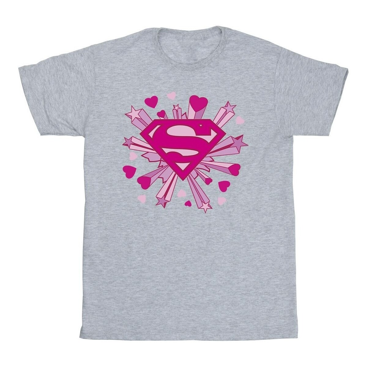 textil Niño Camisetas manga corta Dc Comics Superman Pink Hearts And Stars Logo Gris