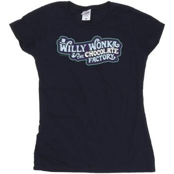textil Mujer Camisetas manga larga Willy Wonka Chocolate Factory Logo Azul