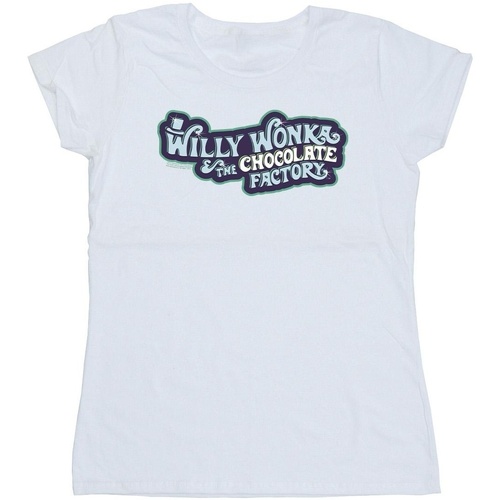 textil Mujer Camisetas manga larga Willy Wonka Chocolate Factory Logo Blanco