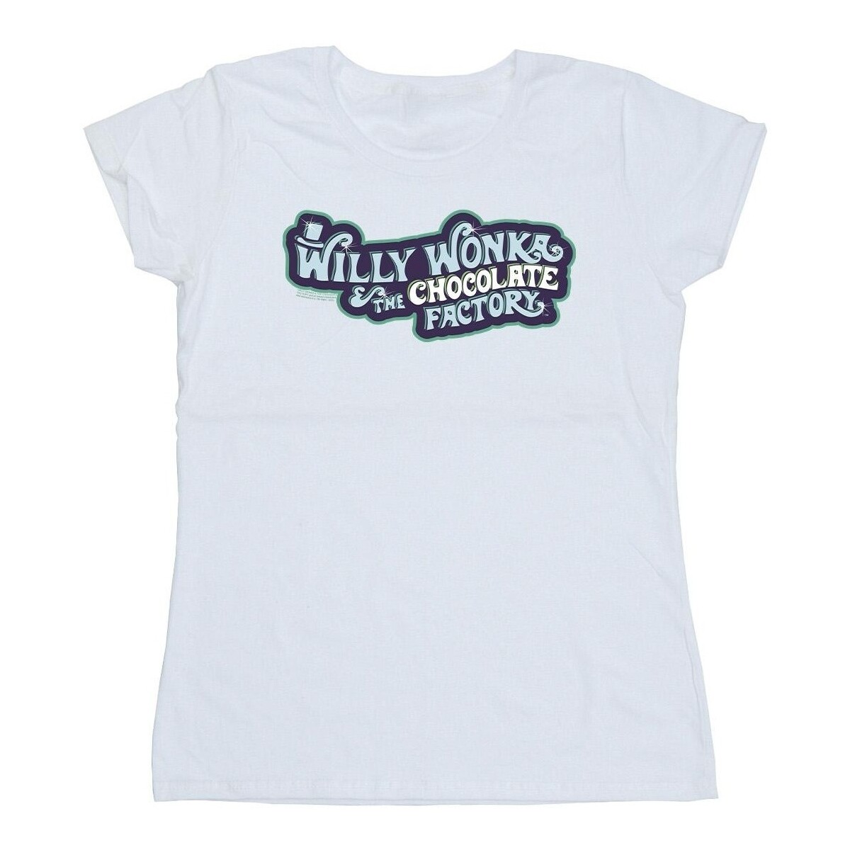 textil Mujer Camisetas manga larga Willy Wonka Chocolate Factory Logo Blanco