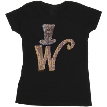 textil Mujer Camisetas manga larga Willy Wonka W Logo Hat Negro