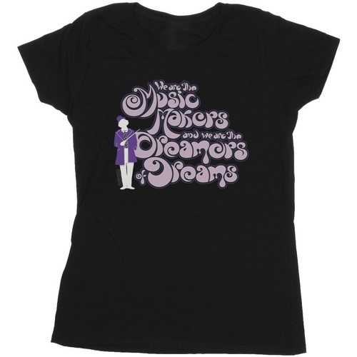 textil Mujer Camisetas manga larga Willy Wonka Dreamers Text Negro