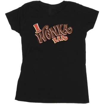 textil Mujer Camisetas manga larga Willy Wonka Bar Logo Negro
