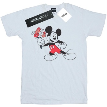 textil Hombre Camisetas manga larga Disney Mickey Mouse Flowers Blanco
