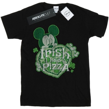 textil Hombre Camisetas manga larga Disney Mickey Mouse Shamrock Pizza Negro